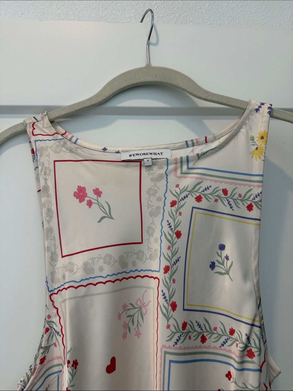 WeWoreWhat Boat Neck Slip Dress in Ivory Multi - Picture 4 of 8